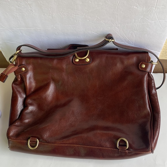 NWOT ALMA MINALO LEATHER HANDBAG/BACKPACK/BRIEFCASE- DARK BROWN - Picture 5 of 16